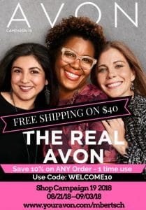 Avon Catalog Campaign 19 2018: Shop online 8/21 - 9/3/2018 from my eStore. Free shipping on $40 online orders. #AvonRepresentative #AvonCatalog #AvonBrochure #ShopAvon #BuyAvonOnline