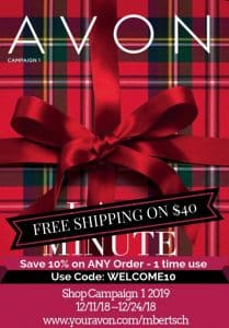 Avon Catalog Campaign 1 2019 is online 12/11 - 12/24/18. Shop Avon Online with free shipping on $40.
