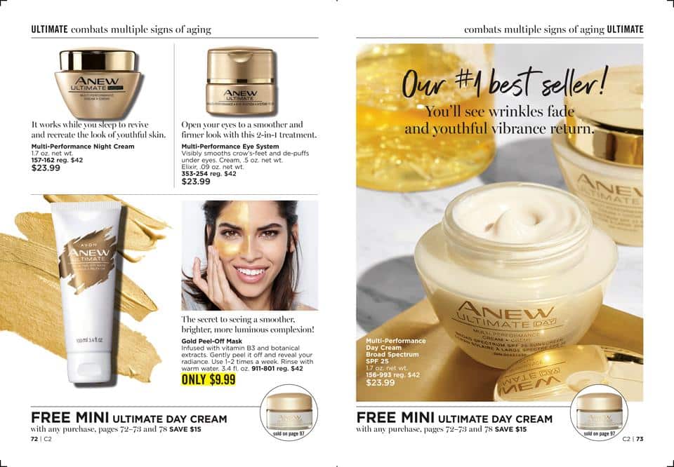 Avon skincare products for current campaign