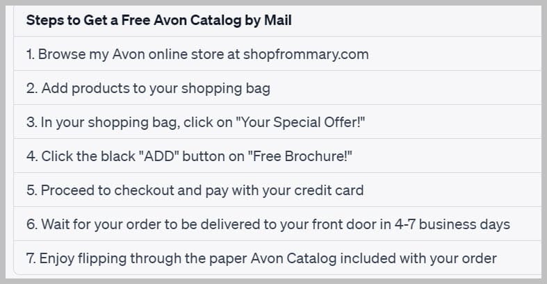 How to get a free Avon Catalog by mail